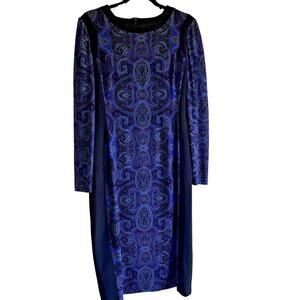 Womens Midi Dress SZ 10 Paisley Boho Y2k 70's Retro Art To Wear Abstract